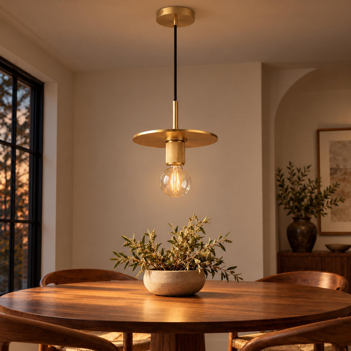 Modern 18cm Copper Disc Pendant Light with E27 Bulb – Minimalist Ceiling Light