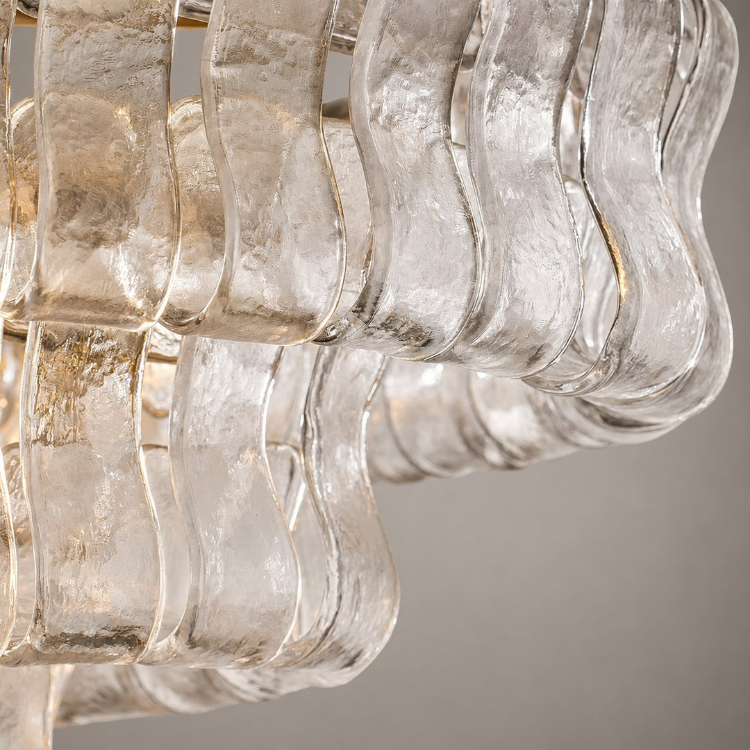 Modern Oval Chandelier Light Adjustable Hanging Steel Glass Fixture with 5 or 12 Bulb Options
