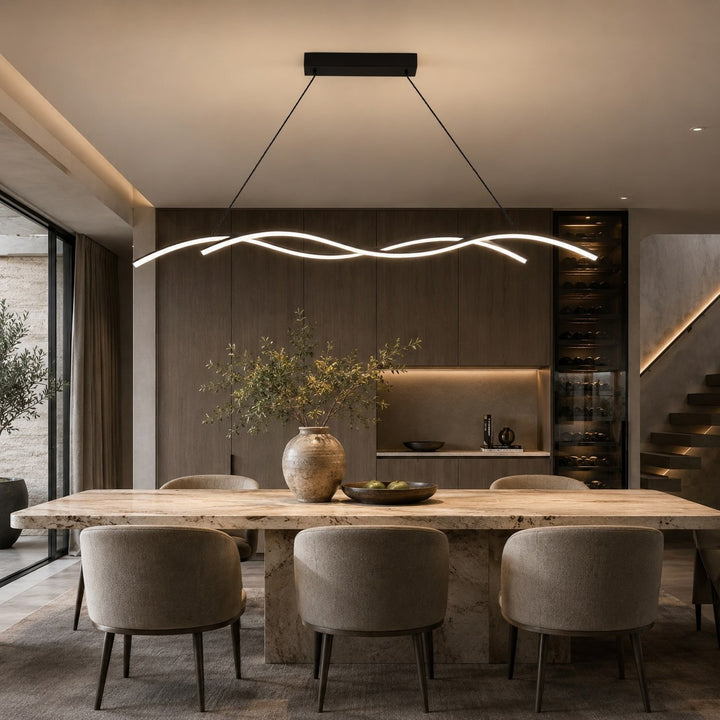 Modern Black Pendant Light Hanging Aluminum Adjustable Dimmable LED for Kitchen Island