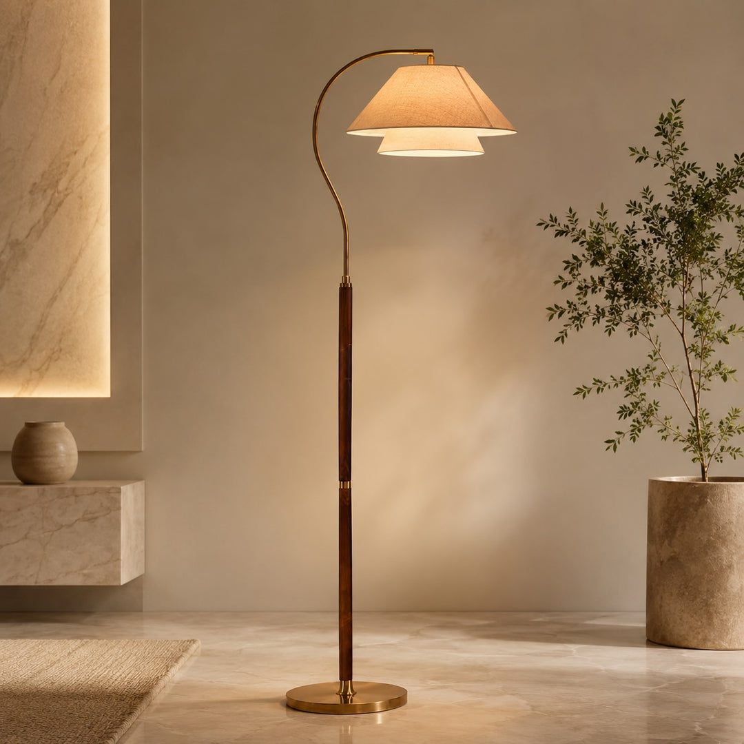 Modern Black Floor Lamp with Adjustable Height Metal Base and Energy-Efficient LED Light