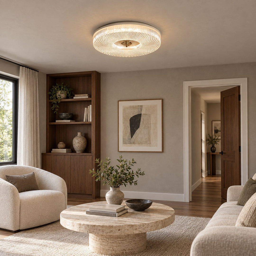 Modern LED Flush Mount Ceiling Light Aluminum Dimmable 12 Inch Diameter Energy Efficient Fixture
