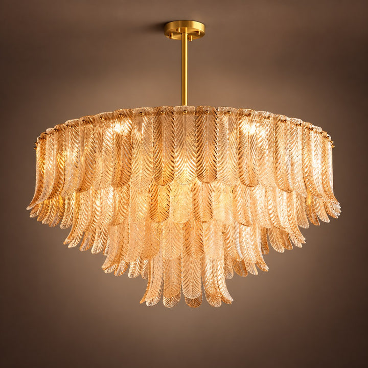 Modern Flush Mount Ceiling Light with Metal Frame and Amber Glass LED Illumination
