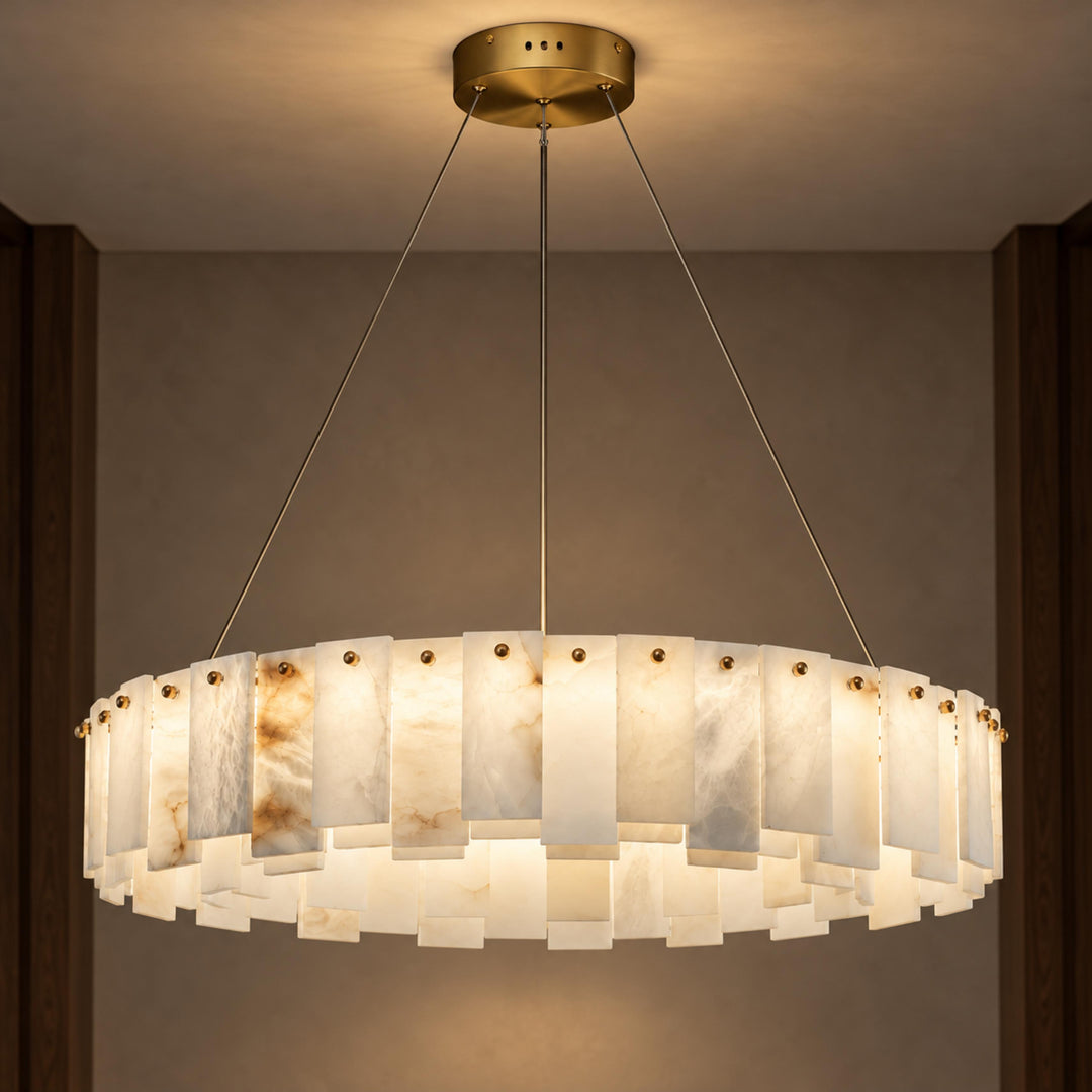 Modern Chandelier Light Ceiling Mounted Alabaster Glass with LED Illumination for Dining Room