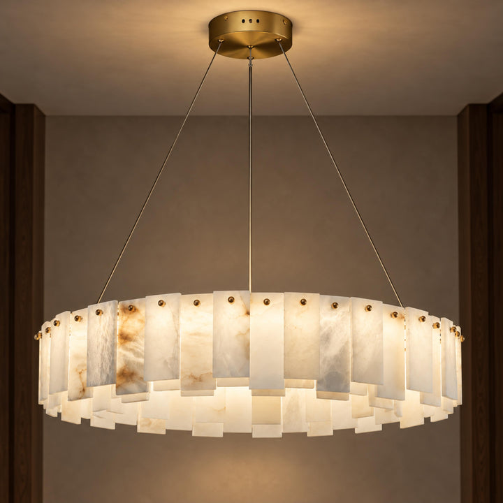 Modern Chandelier Light Ceiling Mounted Alabaster Glass with LED Illumination for Dining Room