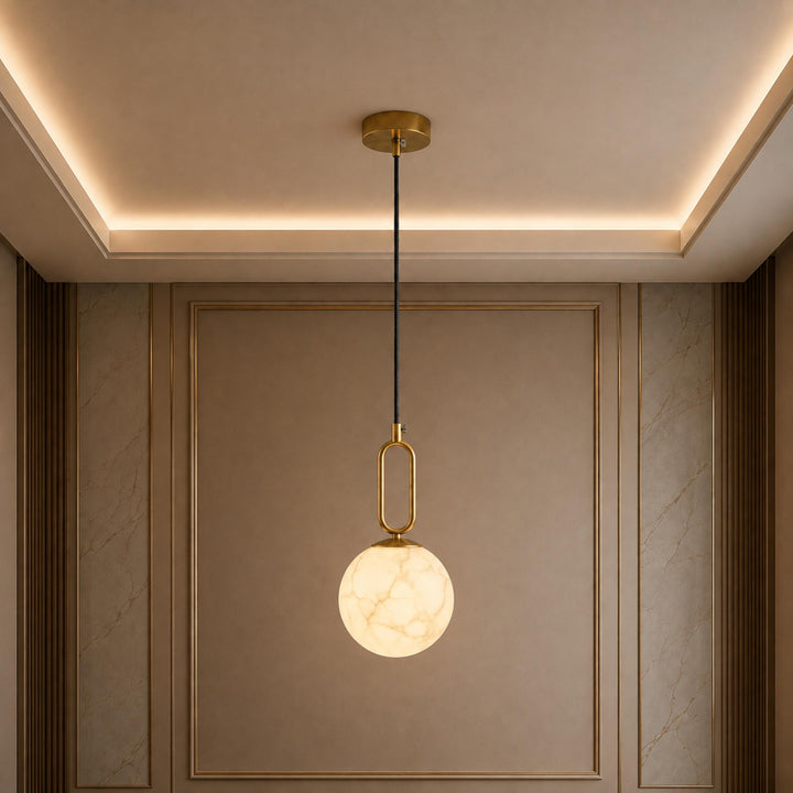 Modern Alabaster Pendant Light Hanging Fixture Adjustable LED Warm Light 13.8 for Kitchen Dining