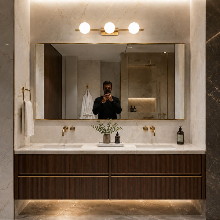 Modern LED Bathroom Vanity Light Bar Wall Mounted Copper with Adjustable Color Temperature