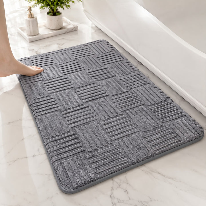 Modern Non-Slip Bath Mat Thick Microfibre Water-Resistant Bathroom Rug for Enhanced Safety