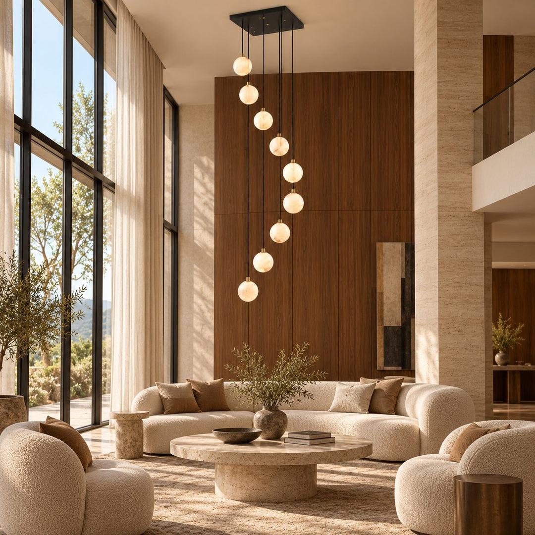 Modern Cluster Chandelier Light Wall Mounted Alabaster Glass LED Dimmable Fixture