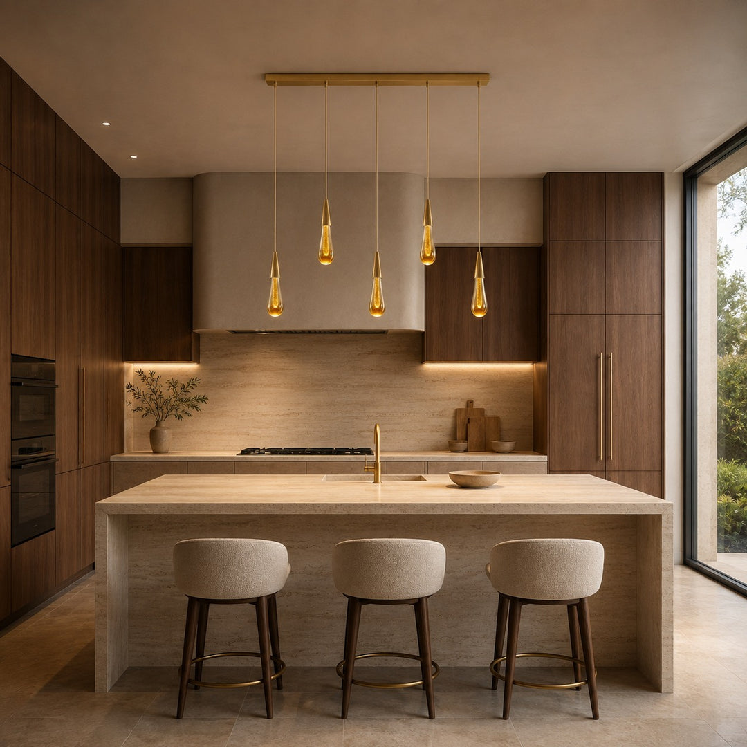 Modern Adjustable Pendant Light Hanging Chrome-Plated Iron and Crystal LED Fixture