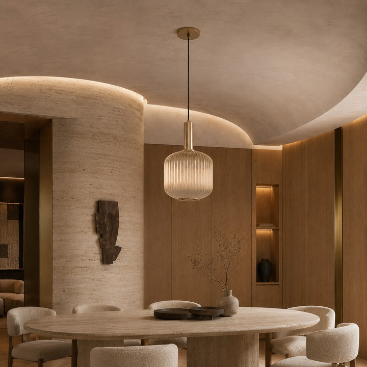 Modern Glass Pendant Light Hanging Fixture Adjustable Height LED Compatible