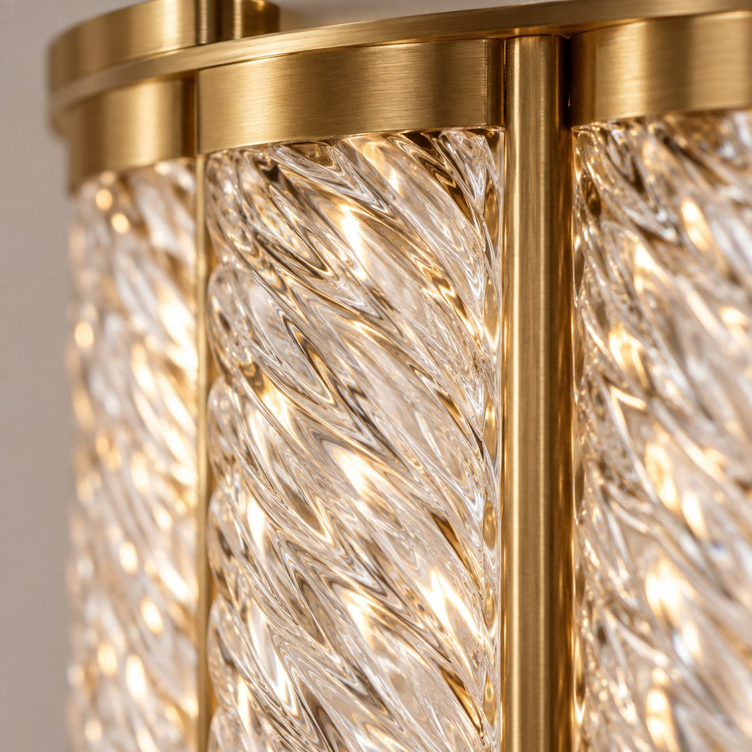 Twisted Glass Brass Wall Sconce – 3-Light Interior Wall Light