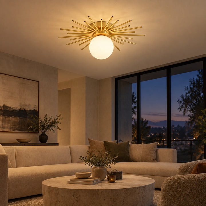 Modern Flush Mount Ceiling Light Fixture Metal Dimmable LED 12 Inch Diameter for Home Lighting