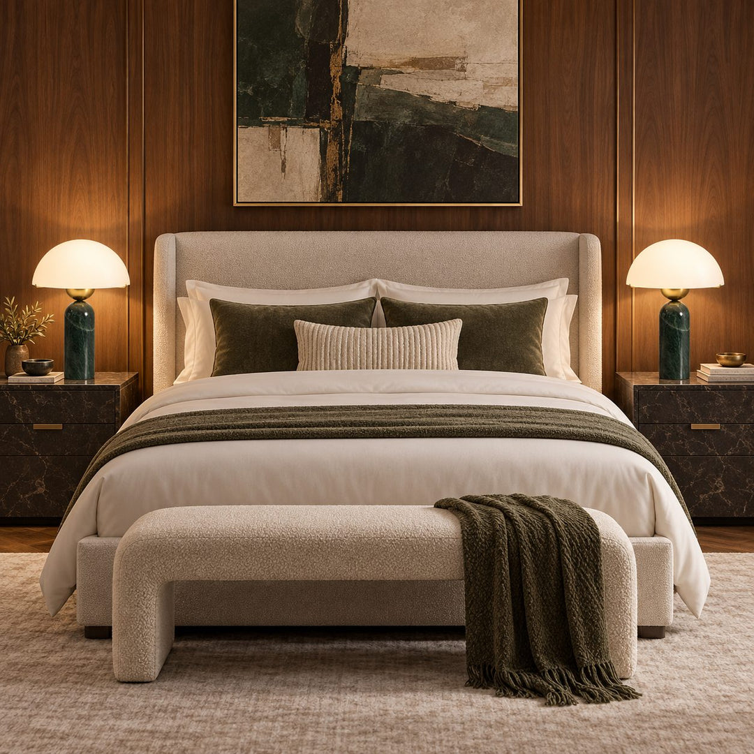 Modern Adjustable Table Lamp with Alabaster Shade and LED Compatibility for Bedroom or Desk Use