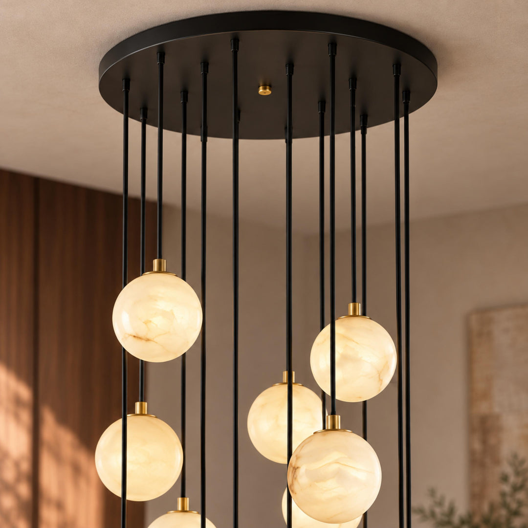 Modern Cluster Chandelier Light Wall Mounted Alabaster Glass LED Dimmable Fixture