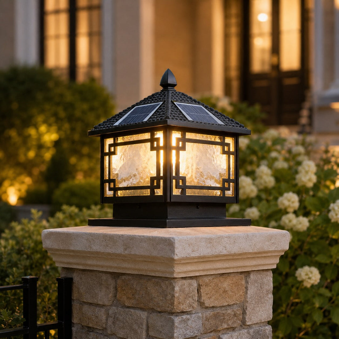 Solar Garden Lights European Style Outdoor Pillar Light Waterproof Aluminum Adjustable IP54
