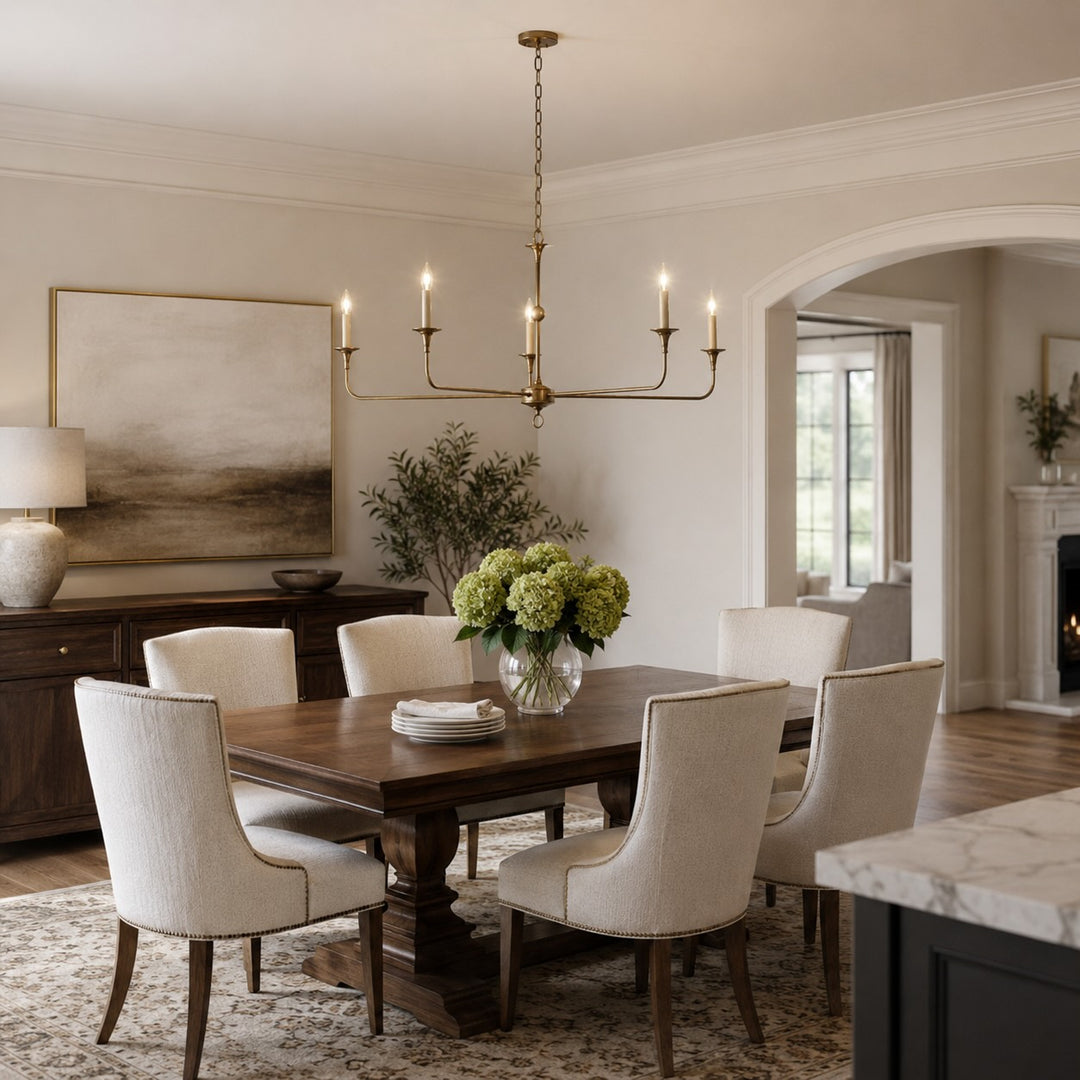 Modern Chandelier Light 5-Head Adjustable Brass Flush Mount E14 Candelabra Bulbs Exposed