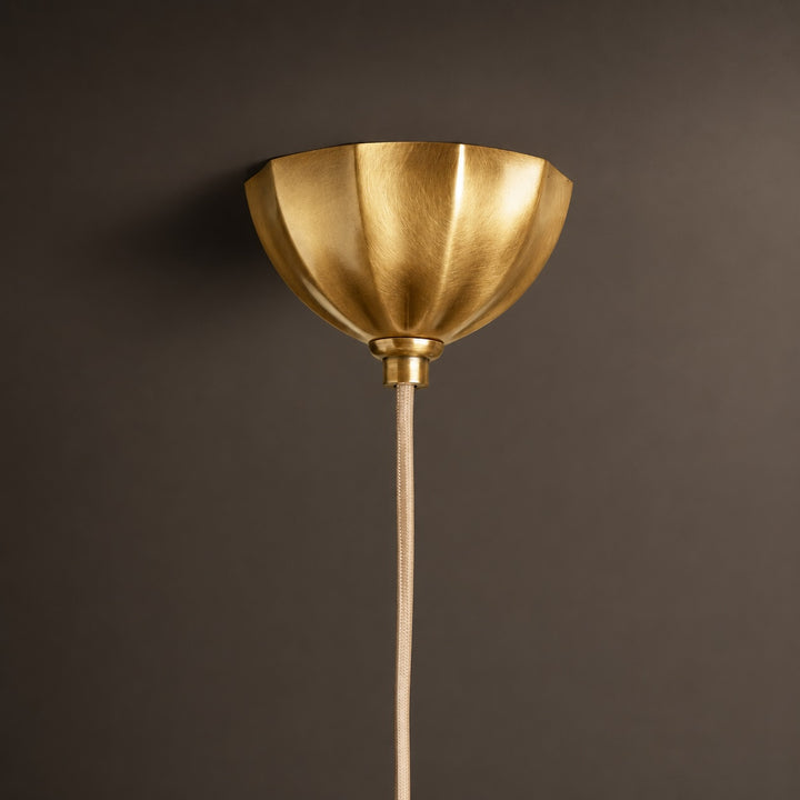 Modern Ribbed Opal Glass Globe Pendant Light Brass Hanging Fixture Adjustable Height for Kitchen Island Dining Room