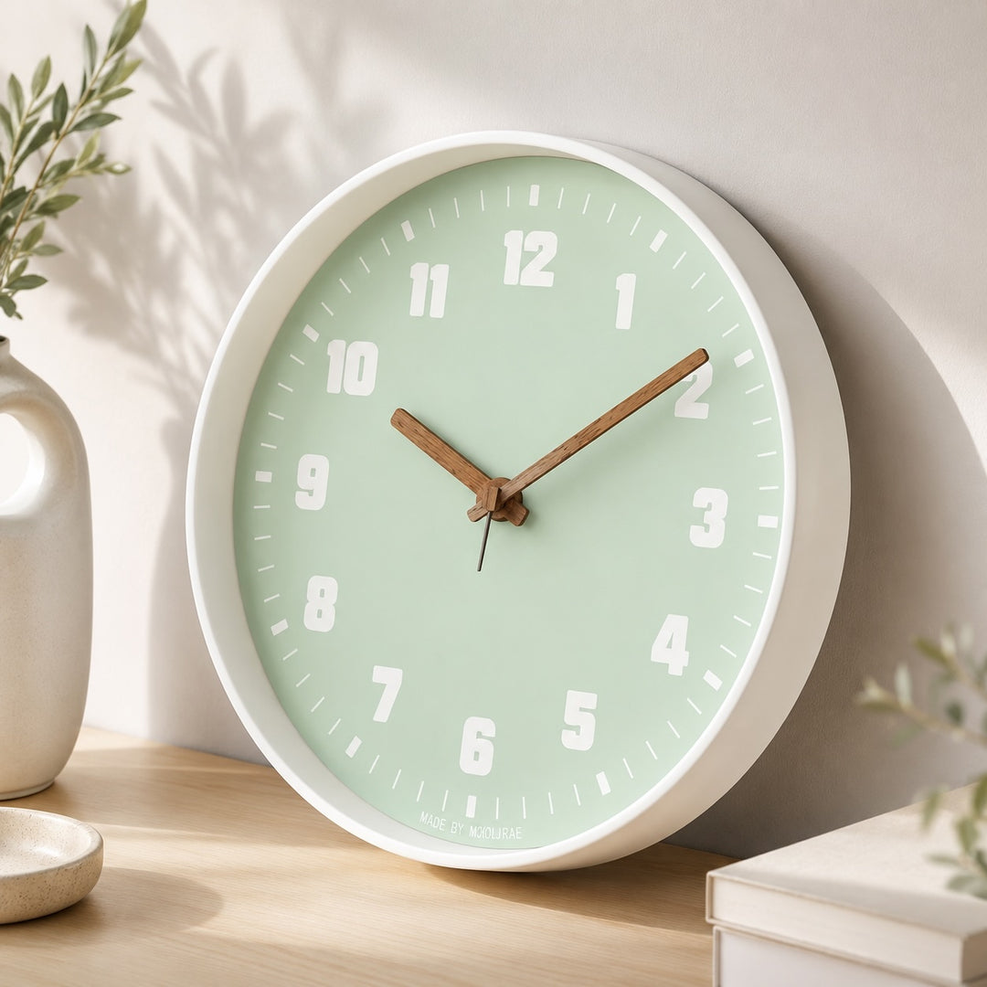 Modern Wall Clock Circular Design Bamboo Wood Noiseless Quartz Movement 30cm for Home Decor