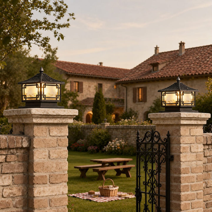 Solar Garden Lights European Style Outdoor Pillar Light Waterproof Aluminum Adjustable IP54