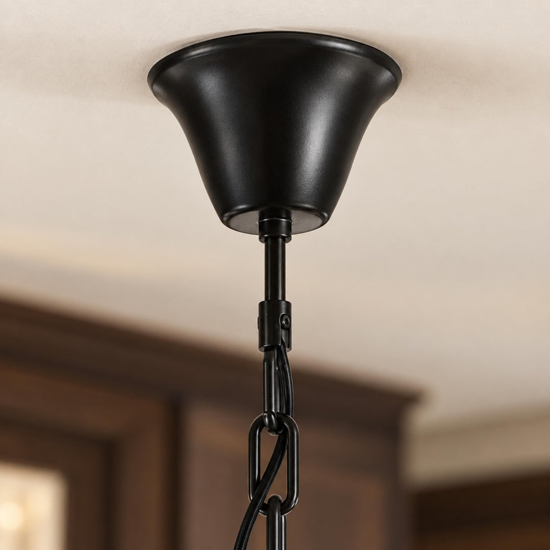 Modern Crystal Chandelier 3-Tier Hanging Light Fixture Black Metal Frame E12 LED Compatible