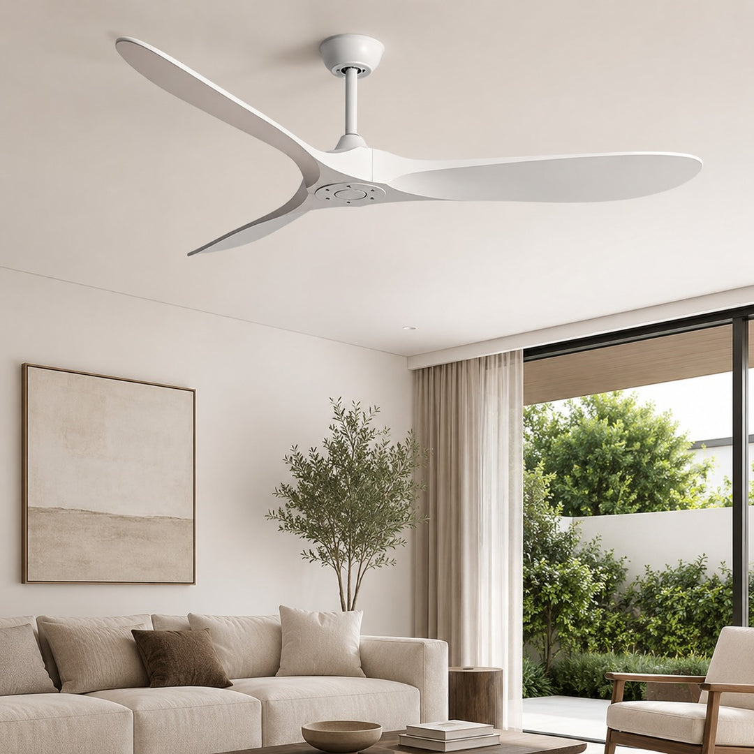 Modern Black Ceiling Fan Flush Mount Metal 6-Speed DC Motor Remote Control Energy Efficient