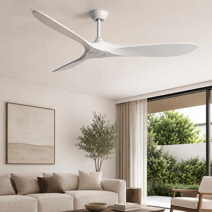 Modern Black Ceiling Fan Flush Mount Metal 6-Speed DC Motor Remote Control Energy Efficient