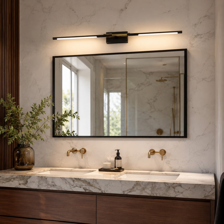 Modern Bathroom Vanity Light Bar Wall Mounted Black Acrylic LED Fixture for Soft Illumination