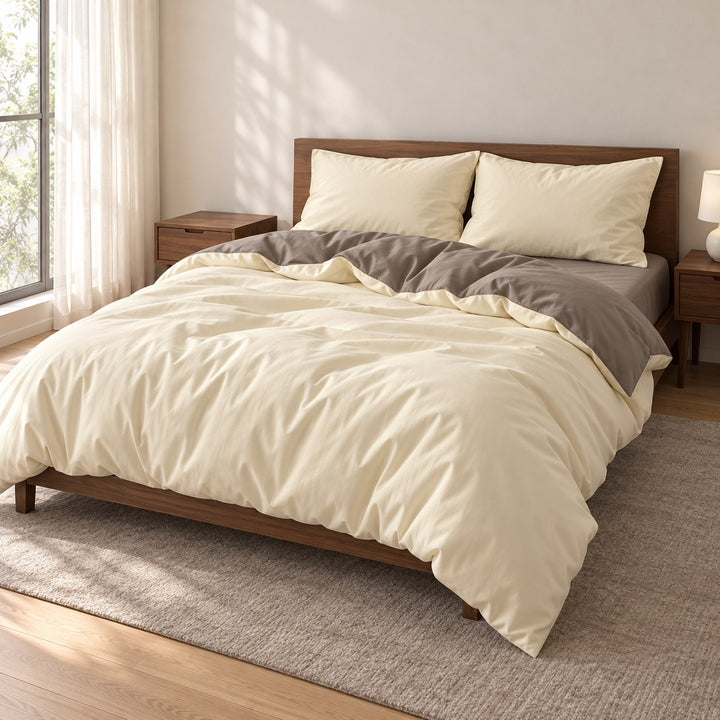 Pastel Double-Sided Bedding Set Minimalist Comforter Cover Twin Full Queen King Size