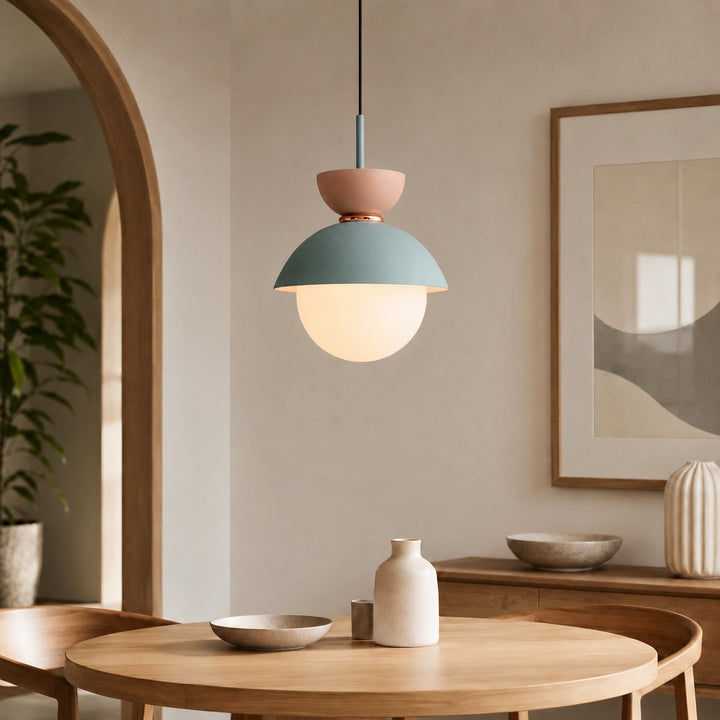 Scandinavian Pendant Lighting Adjustable Hanging Glass Shades Iron Frame Indoor Use