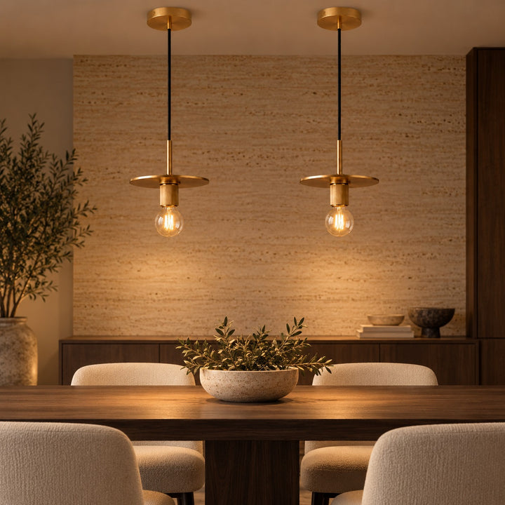 Modern 18cm Copper Disc Pendant Light with E27 Bulb – Minimalist Ceiling Light