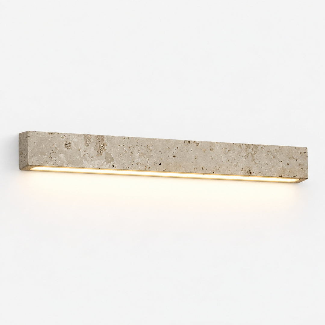 Minimalist Wall Light with Elongated Rectangular Design in Yellow Travertine and Integrated LED