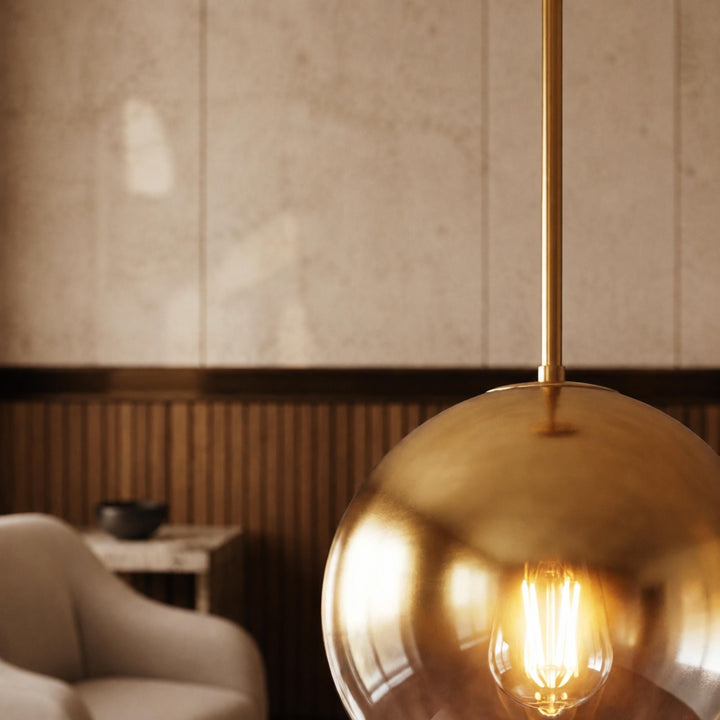 Modern Glass Pendant Light Adjustable Hanging LED with Metallic Gradient Finish