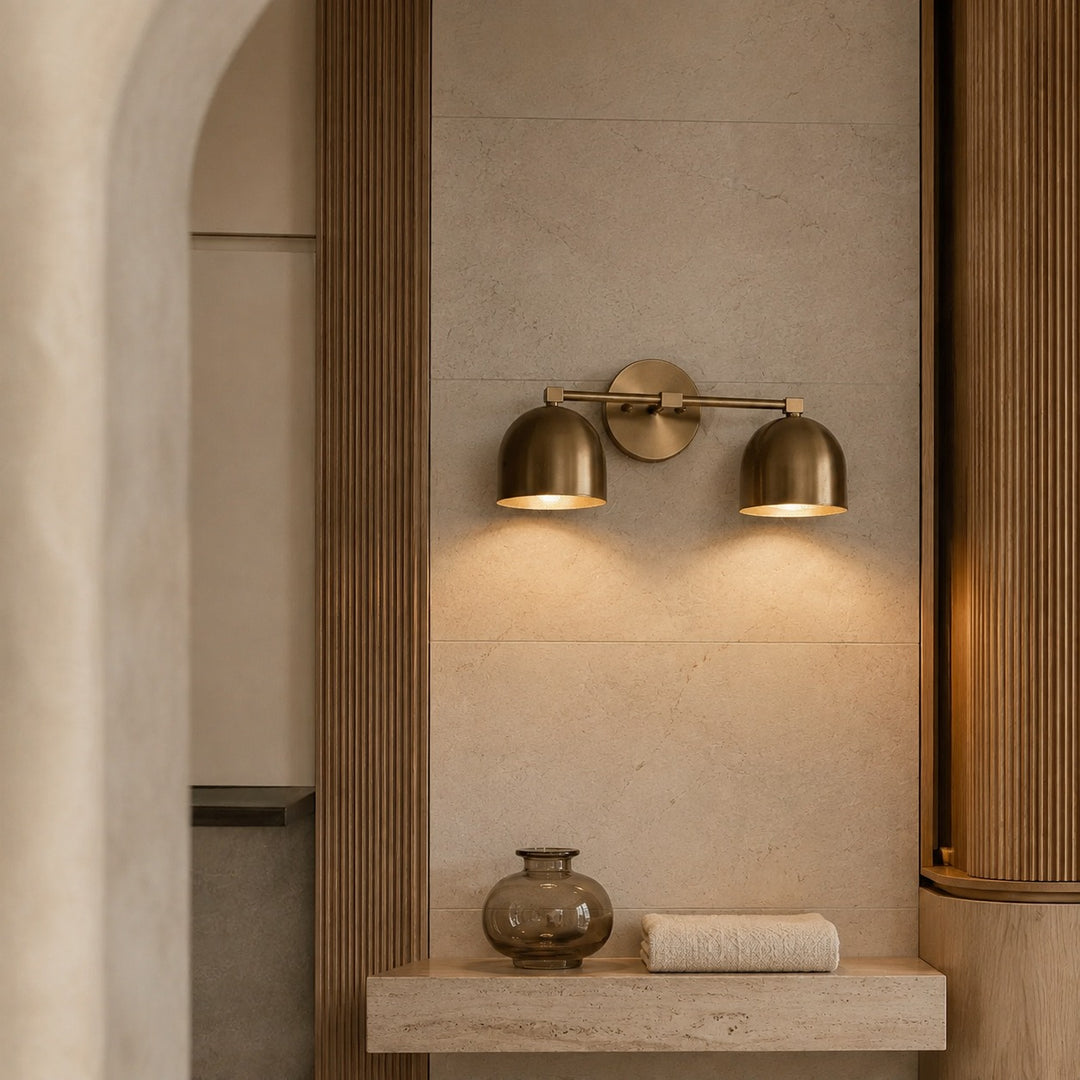 Modern Wall Light Wall Mounted Double Shade Brass Soft Focused Illumination Sconce Light