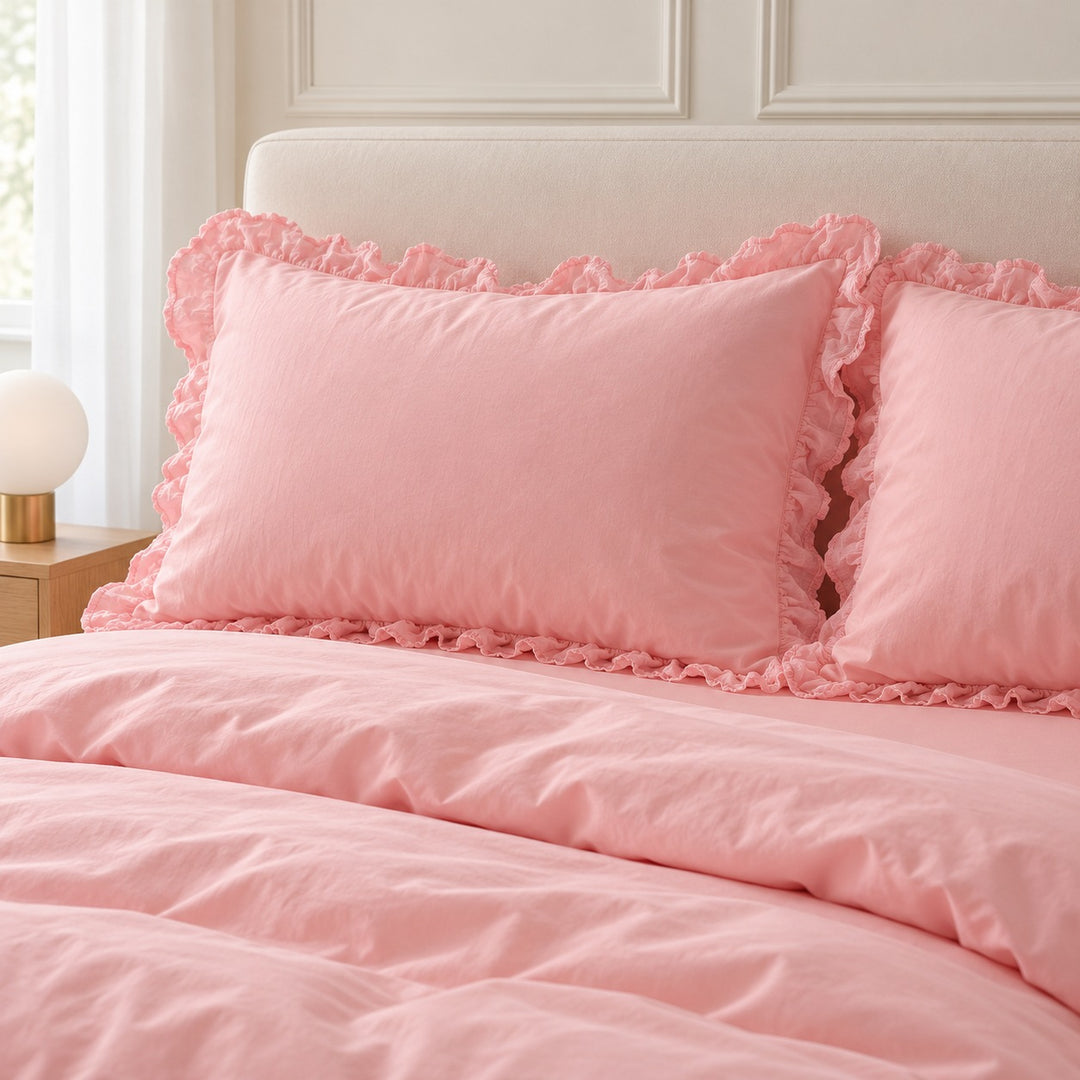 Modern Ruffle Lace Bedding Set with Elastic Skirt Bed Sheet and Soft Polyester Material