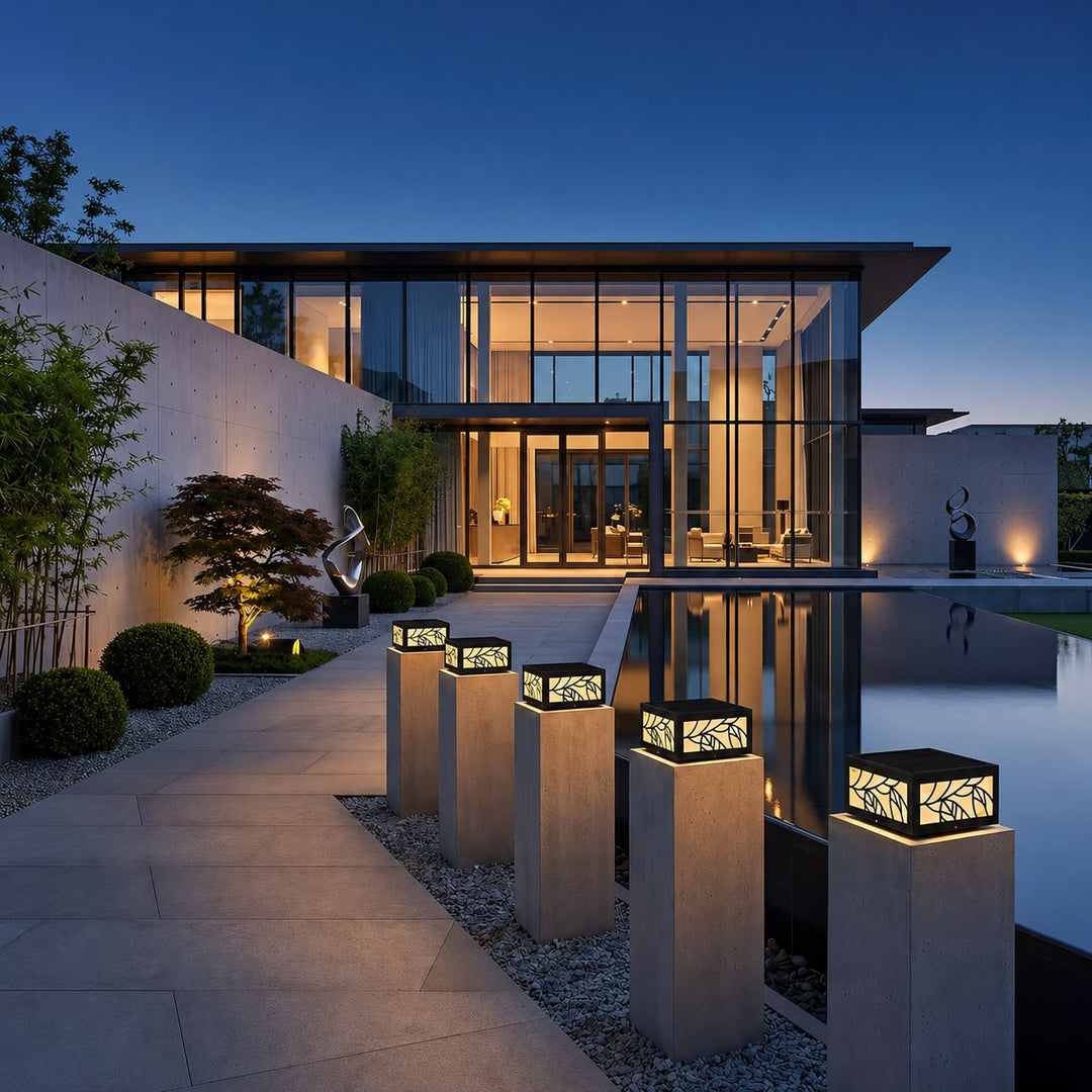Modern Square Solar Garden Light Wall Mounted Stainless Steel LED Waterproof Automatic