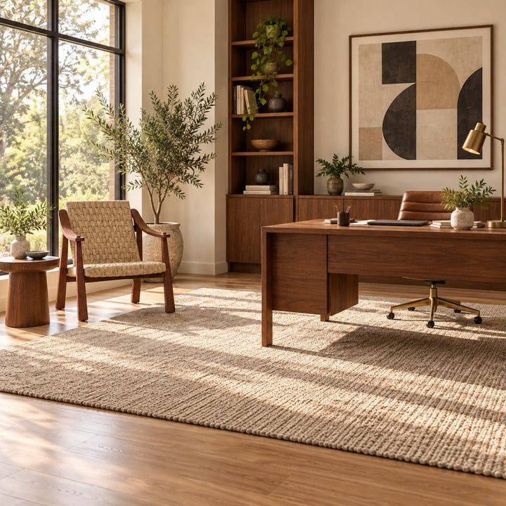 Modern Accent Chair with Woven Seagrass Seat and Ash Wood Frame for Living Room Decor