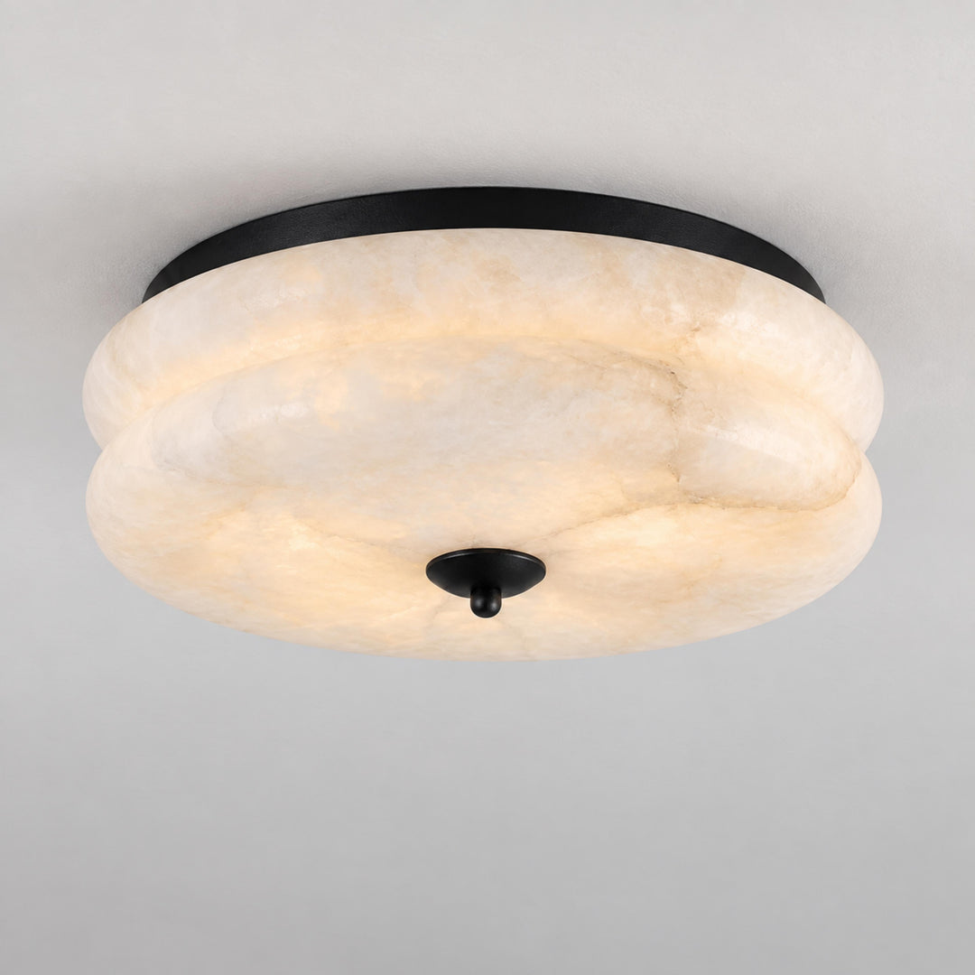 Modern Flush Mount Ceiling Light Fixture Alabaster LED 12 Inch 15W Warm White