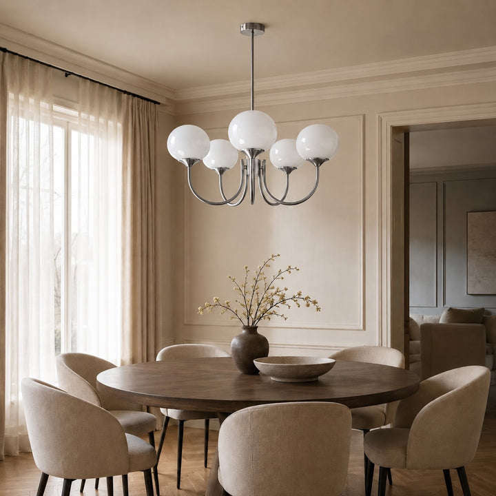 Modern Chandelier Pendant Light Fixture with Adjustable Arms Glass Shades Indoor Lighting