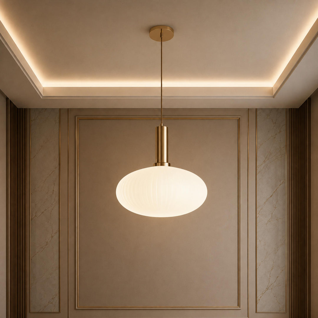Modern Glass Pendant Light Hanging Fixture Adjustable Height LED Compatible
