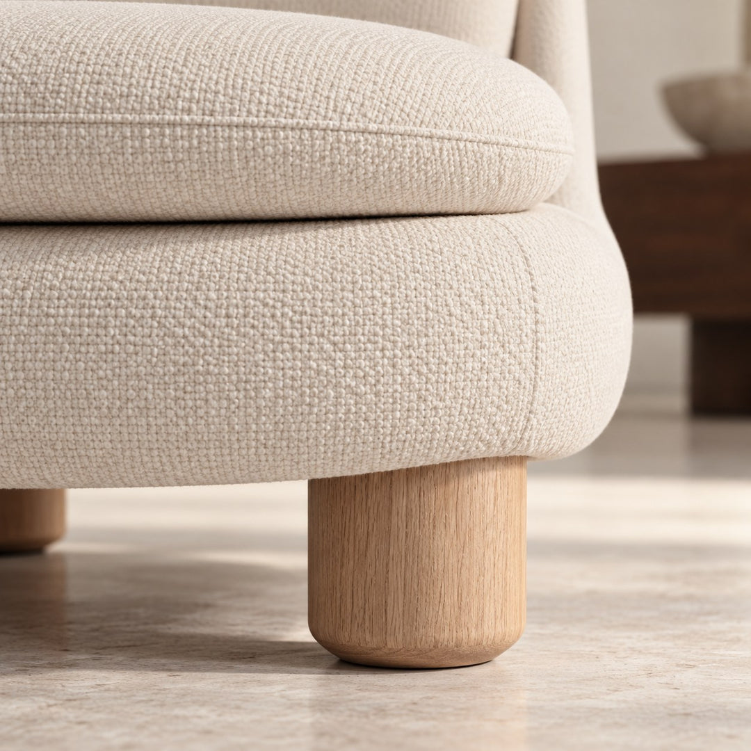 Modern Armless Accent Chair Upholstered Plush Seat with Wood Legs for Living Room