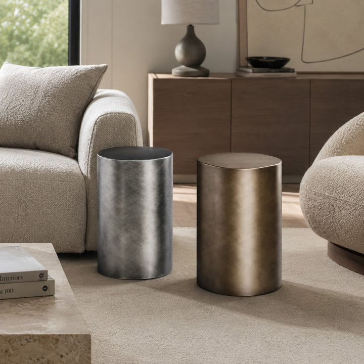 Contemporary Small Side Table with Irregular Top and Hand-Brushed Steel Finish for Versatile Spaces