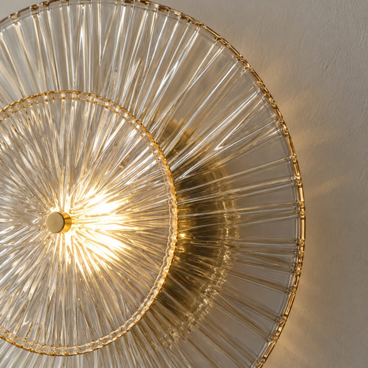 Layered Fluted Glass LED Wall Sconce – Brass Interior Wall Light