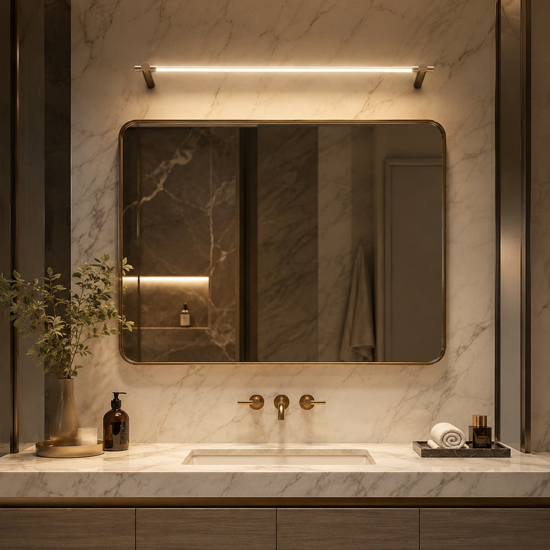 Modern Brass Bathroom Vanity Light Wall Mounted LED Fixture with Acrylic Shade 35.4 Inches