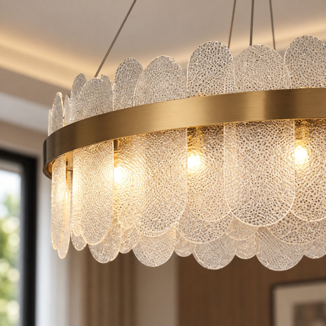 Modern Chandelier Light Adjustable Hanging Metal Frame with Clear Glass 14 Light Source G9 LED Compatible