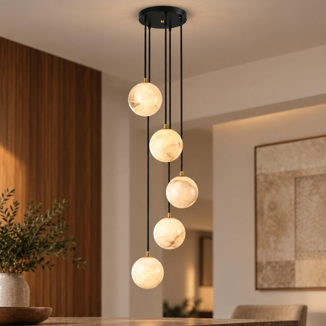Modern Cluster Chandelier Light Wall Mounted Alabaster Glass LED Dimmable Fixture