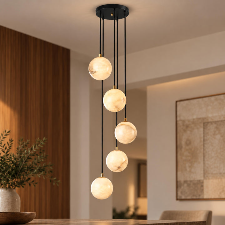 Modern Cluster Chandelier Light Wall Mounted Alabaster Glass LED Dimmable Fixture