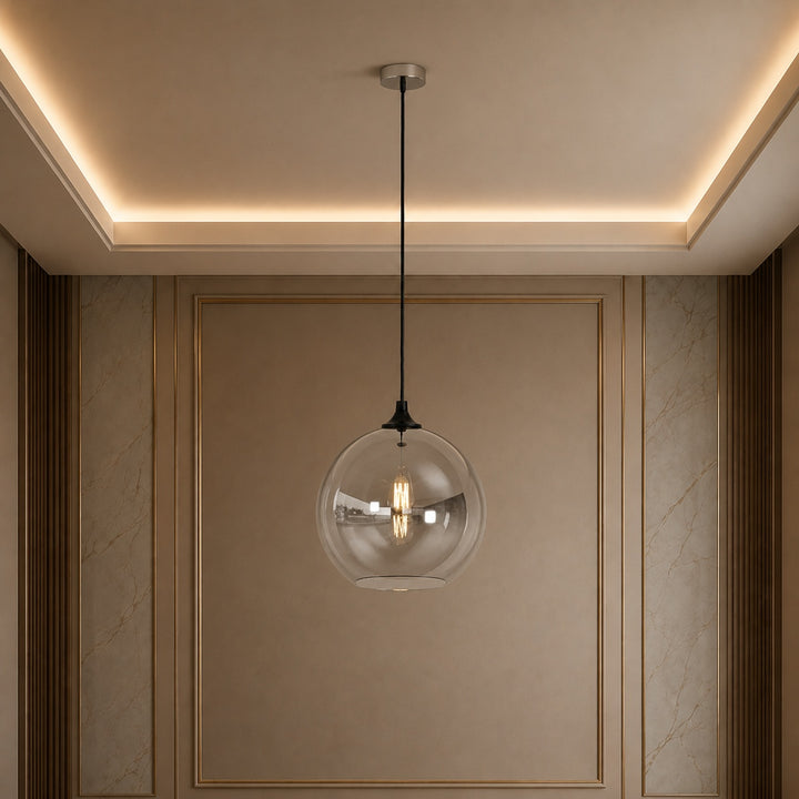 Modern Glass Pendant Light Adjustable Hanging LED with Metallic Gradient Finish