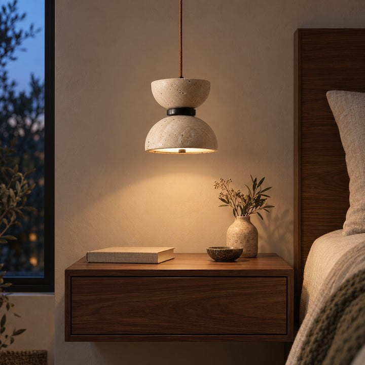 Modern Hourglass Pendant Lamp Hanging Design Travertine LED Lighting for Kitchen Pendant Lighting