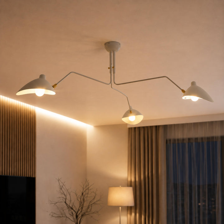 Modern Flush Mount Ceiling Light Adjustable Aluminum and Brass Fixture with LED Technology