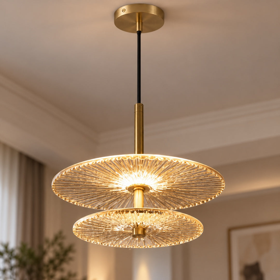 Modern Textured Glass LED Pendant Light with Natural Copper Finish – 20cm & 30cm